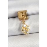 Clariss 316L Çelik Sallantılı Zirkon Taşlı Deniz Kabuğu Ve Yıldız Model Gold Renk Nomination Charm