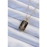 Clariss 316L Çelik Zincir Altın Renk Siyah Mineli Tarot Kolye