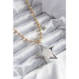 Clariss BJ-BKO7887 Pirinç Gold Renk Topçuk Zincir Gümüş 3D Yıldız Model Yıldız Detay VİP Kadın Kolye