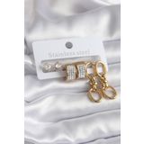 Clariss BJ-BKP7722 316L Çelik Gold Renk Kalp Model Zirkon Taşlı Kadın Küpe Seti