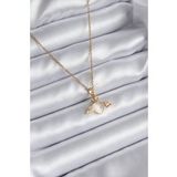 Clariss BKO8290 316L Çelik Gold Renk Kanatlı Kalp Model Zirkon Taşlı Kadın Kolye