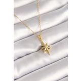 Clariss BKO8418 316L Çelik Gold Renk Zincir Kutup Yıldızı Model Kadın Kolye