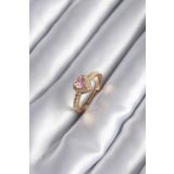 Clariss BYK2957 Pirinç Gold Renk Pembe Zirkon Taş Kalp Charm Model Kadın Yüzük