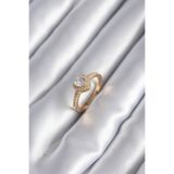 Clariss BYK2959 Pirinç Gold Renk Zirkon Taşlı Kalp Charm Model Kadın Yüzük