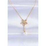 Clariss EBJ240613W24928 316L Çelik Zincir Gold Renk İnci Detay Çiçek Kolye