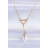 Clariss EBJ240613W24929 316L Çelik Zincir Gold Renk İnci Taş Detay Kalp Kolye