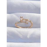 Clariss EBJ240820W26485 Pirinç Gold Renk Zirkon Taşlı Geometrik Ayarlanabilir Yüzük