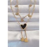 Clariss EBJ240820W26657 316L Çelik Gold Renk Mineli Çoklu Kalp Kolye