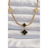 Clariss EBJ240820W26659 316L Çelik Gold Renk İtalyan Zincirli Mineli Yonca Kolye