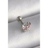 Clariss Gümüş Renk Pembe Zirkon Taşlı Kelebek Tragus Piercing - EBJ241123W29392 PR1241