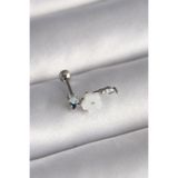 Clariss Gümüş Renk Zirkon Taş Detay Beyaz Çiçek Model Tragus Piercing - EBJ241123W29508 PR1357