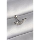 Clariss Gümüş Renk Zirkon Taş Detay Kanat Model Tragus Piercing - EBJ241123W29442 PR1291
