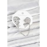 Clariss Kutup Yıldızı Model Pirinç Gümüş Renk Zincir Bağlantılı Ear Cuff Küpe Seti