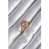 Clariss Pirinç Gold Renk Pembe Zirkon Taşlı Charm Kalp Model Kadın Yüzük