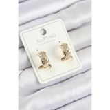 Clariss Xuping Zirkon Taşlı Geometrik Desenli Halka Model Gold Renk Kadın Küpe // XD-BKP10850-ST
