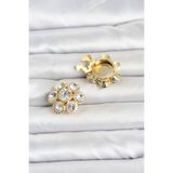 Clariss Zirkon Taşlı Çiçek Model Düğme veya Manşet Broşu - EBJ260516W42336 BR489