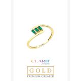 Clarit Jewellery Created Baget ZümrütTaşlı 14 Ayar Sarı Altın Yüzük