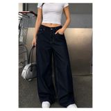 CLARK KYLE Kadın ındıgo renk baggy 9w_10 yüksek bel %100 koton denim pantolon