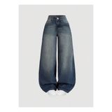 CLARK KYLE Kadın yeşil renk baggy 9w_14 yüksek bel %100 koton denim pantolon