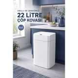 clasavm 22 Litre Akıllı Çöp Kovası - Hareket Sensörlü Kapaklı Mutfak/Banyo Çöp Kovası - Otomatik Çöp Kovası
