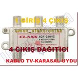 Class Acr-2504C 1 Giris 4 Çıkıs Kablo Tv Uydu Anten Çoklayıcı 4 Lü Splitter+F Konnektör İle Beraber