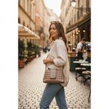 Class Bag Kadın Vizon Kapitone Omuz Çantası - Koyu Vizon