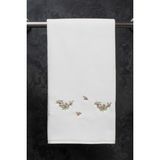 Class Kadife Nakışlı %100 Pamuklu El-Yüz Havlusu 50x90 cm Ekru 1 Adet Little Rose - 50 x 90 cm