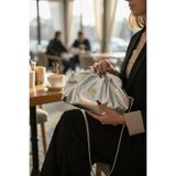 Classbag Kadın Gümüş Orta Boy Parlak Suni Deri Askılı Clutch Ve Abiye Çanta