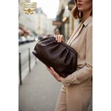 CLASSBAG Kadın Kahverengi Örgü Desenli Portföy&clutch ve Ayarlanabilir Askılı Omuz Çantası