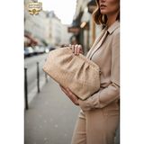 CLASSBAG Kadın Krem Örgü Desenli Portföy&clutch ve Ayarlanabilir Askılı Omuz Çantası