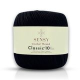 Classic 10 Tığ İpi 100% Merserize Pamuk Örgü İpi, Dantel İpi, Giza Mısır Pamuğu (Siyah)