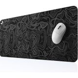 Classic - Gaming Oyuncu Gamer Mouse Pad, Kaymaz Taban Büyük Boy Large Ofis Tipi Mouse Ped, Fare Altlığı, Düz Masa Koruyucu Klavye Altı Mousepad 70X30 cm (Topografi Siyah) - Altın
