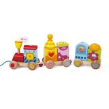 Classic World Klasik Dünya Ahşap Çekme Tren -Ahşap Tren Bebek Oyuncak, "Bebek Bebek Erken Öğrenme Eğitim Sorter ve İstifleme Ahşap Bloklar Şekle