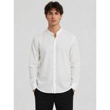 Classics Men Baros Hakim Yaka Uzun Kol Slim Fit Keten Gömlek - 7684 - Beyaz - 2XL
