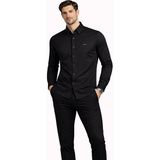 Classics Men Cafes Uzun Kol Slim Fit Erkek Oxford Gömlek - 7577 - Siyah - 2XL