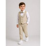 Classics Men Erkek Çocuk Smokin Takım Elbise Yelekli Papyonlu - 5 Yaş - Bej