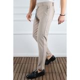 Classics Men Erkek Düz Kesim Kaliteli Esnek Likralı Bilek Boy Kumaş PANTOLON-7202 - Krem - 32