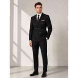 Classics Men Erkek Italyan Kesim Slim Fit Kruvaze Takım Elbise - 7739 - Siyah - 54