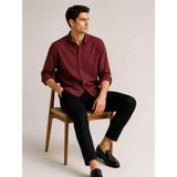 Classics Men Plus Barkod Uzun Kol Slim Fit Erkek Esnek Gömlek - 7682 - Bordo - 2XL