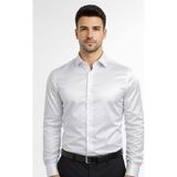 Classics Men Slim Fit Uzun Kollu Kolay Ütü Pamuk Saten Erkek Gömlek - Beyaz