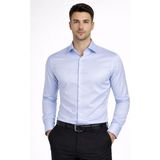 Classics Men Slim Fit Uzun Kollu Kolay Ütü Pamuk Saten Erkek Gömlek - Buz - Mavi