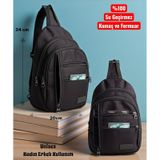 Classone Crossbody Vıp Su Geçirmez Kumaş,fermuar Çarpraz Askılı Unisex Omuz Ve Bel Çantası Siyah