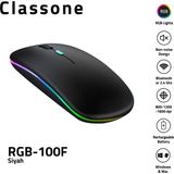 Classone RGB-100F RGB Işıklı, Efektli, Silent-Sessiz,RF Kablosuz, Bluetooth Mouse - Siyah