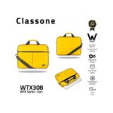 Classone Wtx308 Wtxpro Serisi 15.6 İnch Su Geçirmez Kumaş Apple Uyumlu MacBook , Laptop , Notebook El Çantası- Sarı