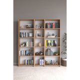 CLASSY HOME TASARIM Amine 100 15 RAFLI 3 PARÇA ARKALIKLI GENİŞ KİTAPLIK ÇOK AMAÇLI GENİŞ DOLAP ATLANTİK ÇAM