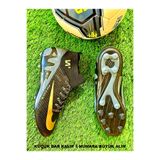 ClassyMen Yetişkin Erkek Çocuk Dişli Çivili Siyah Altın Krampon Halı Saha Futbol Spor Ayakkabısı Çoraplı Bilek Boğazlı