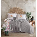 Clasy %100 Pamuk Çift Kişilik Pikeli Nevresim Takımı Oda Kokusu Hediye - Gri - 200 x 220 cm