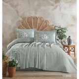 Clasy %100 Pamuk Çift Kişilik Pikeli Nevresim Takımı Oda Kokusu Hediye - Yeşil - 200 x 220 cm