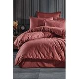 Clasy %100 Pamuk Saten Jakarlı Çift Kişilik Nevresim Takımı (Kiremit)