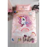 Clasy %100 Pamuk Tek Kişilik Nevresim Takımı Pink Dreams V1 Pudra